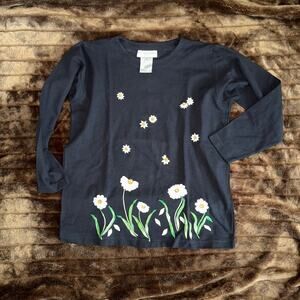 Victoria Jones Petite PL 100% Cotton Embroidered Applique Black Sweater‎